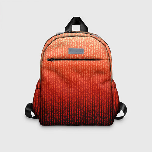Детский рюкзак Полосатый градиент оранжево-красный в чёрный / 3D-принт – фото 1