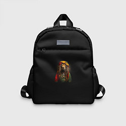 Детский рюкзак Лев хиппи с дредами на черном фоне