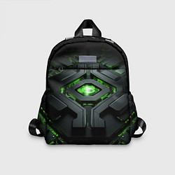 Детский рюкзак Объемная абстрактная яркая зеленая фигура на черно