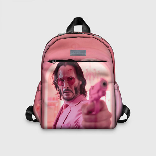 Детский рюкзак Джон Уик в розовых очках сердечках / 3D-принт – фото 1