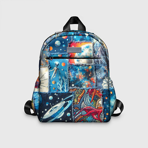 Детский рюкзак Космические обитатели на дениме / 3D-принт – фото 1