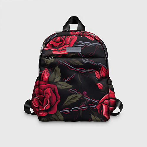 Детский рюкзак Череп и красные розы / 3D-принт – фото 1