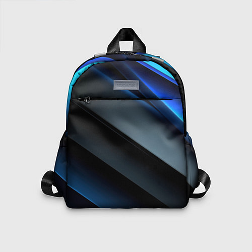 Детский рюкзак Темная синяя стильная абстракция на черном фоне / 3D-принт – фото 1