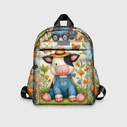 Детский рюкзак Прикольный телёнок и его друзья - пэчворк