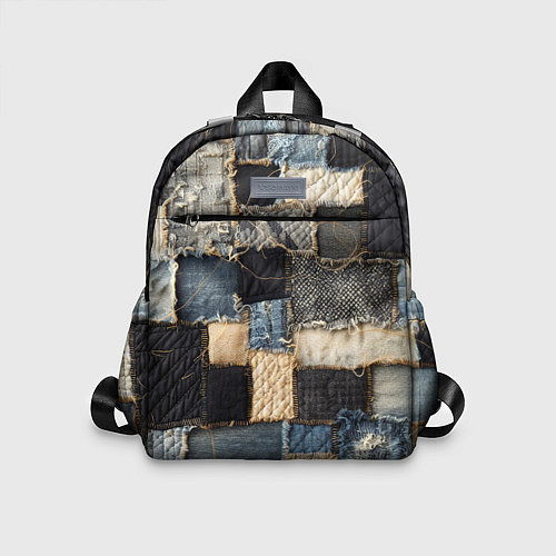 Детский рюкзак Заплатки пэчворк на джинсе / 3D-принт – фото 1