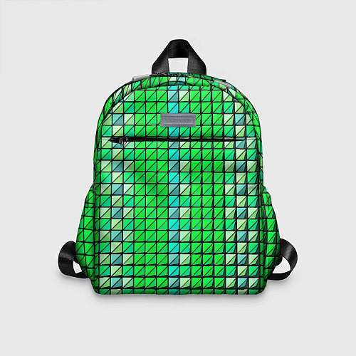 Детский рюкзак Зелёные плитки и чёрная обводка / 3D-принт – фото 1