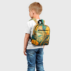 Детский рюкзак Золотые и бирюзовые листья абстракция, цвет: 3D-принт — фото 2