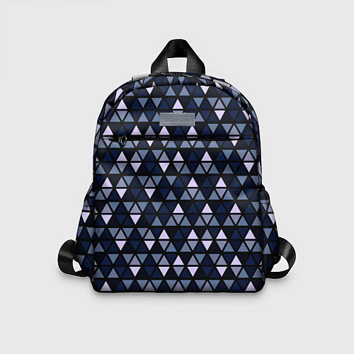 Детский рюкзак Чёрно-синий паттерн треугольники / 3D-принт – фото 1