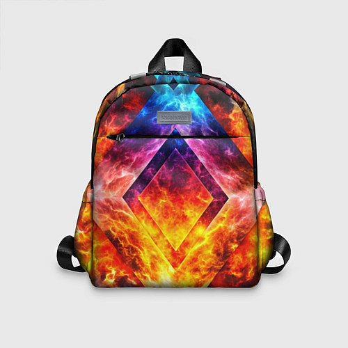 Детский рюкзак Красочный неоновый узор с огнем на фоне / 3D-принт – фото 1