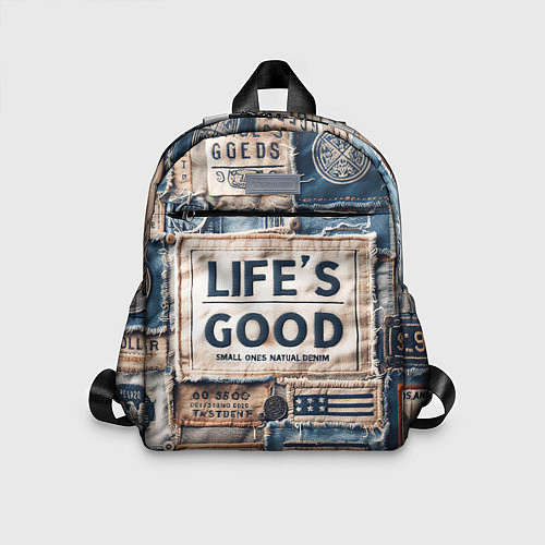 Детский рюкзак Жизнь хороша-пэчворк / 3D-принт – фото 1