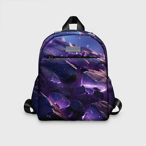 Детский рюкзак Фиолетовые неоновые камни со светом / 3D-принт – фото 1