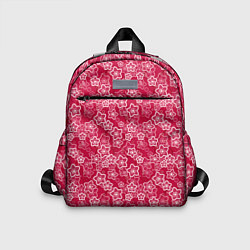 Детский рюкзак Красно-белый цветочный узор ретро, цвет: 3D-принт