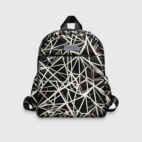 Детский рюкзак Белые хаотичные линии на чёрном фоне / 3D-принт – фото 1