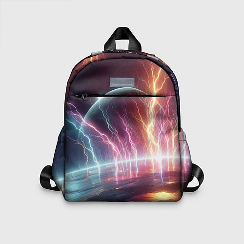 Детский рюкзак Неоновый космос - разряд молний / 3D-принт – фото 1