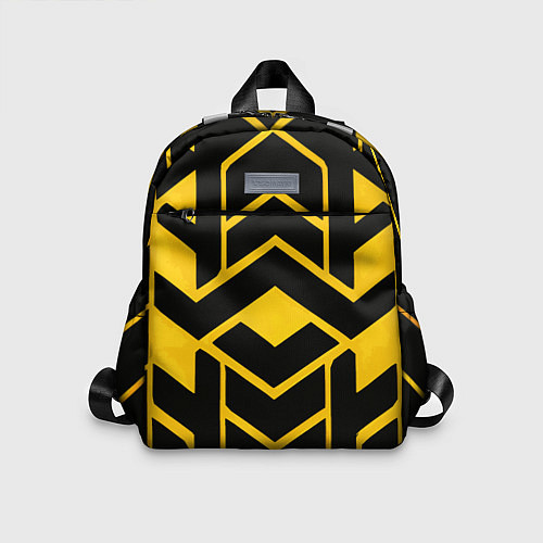 Детский рюкзак Жёлтые полосы на чёрном фоне / 3D-принт – фото 1
