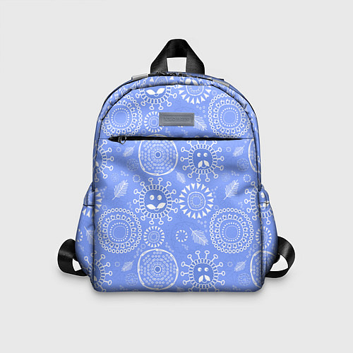 Детский рюкзак Синие цветочные рожицы / 3D-принт – фото 1