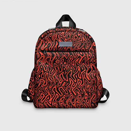 Детский рюкзак Чёрно-коралловый абстрактный узор / 3D-принт – фото 1