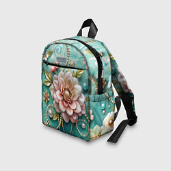 Детский рюкзак Объемные цветы и жемчуг, цвет: 3D-принт — фото 2