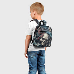 Детский рюкзак Коллаж винтажный с черепом - нейроарт, цвет: 3D-принт — фото 2