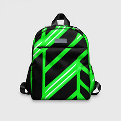 Детский рюкзак Чёрно-белые полосы на зелёном фоне, цвет: 3D-принт