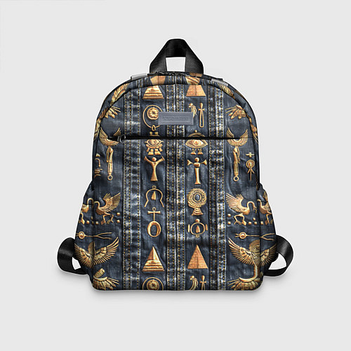 Детский рюкзак Египетские символы на дениме / 3D-принт – фото 1