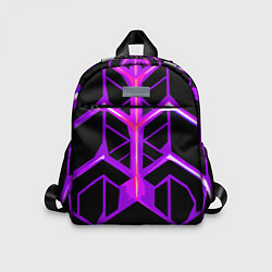 Детский рюкзак Фиолетовые линии на чёрном фоне, цвет: 3D-принт