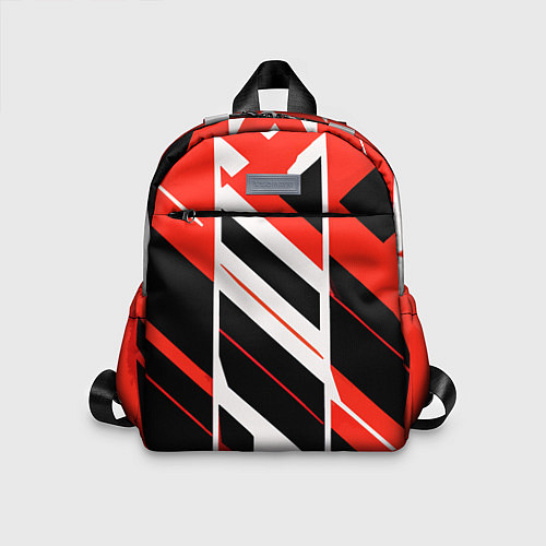 Детский рюкзак Black and red stripes on a white background / 3D-принт – фото 1