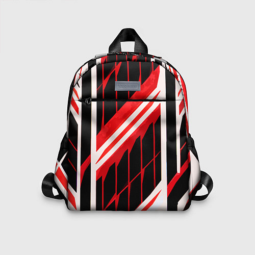 Детский рюкзак Red and white lines on a black background / 3D-принт – фото 1