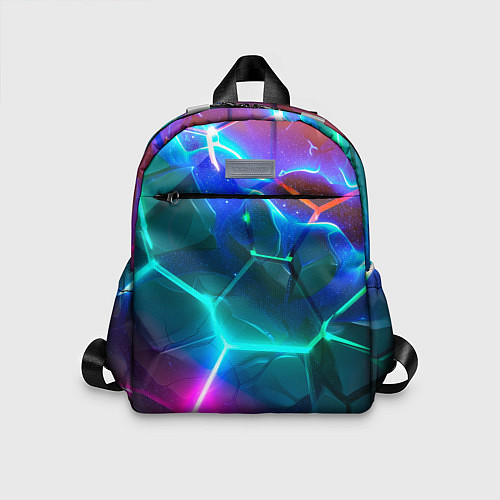 Детский рюкзак Яркие неоновые радужные разбитые плиты / 3D-принт – фото 1