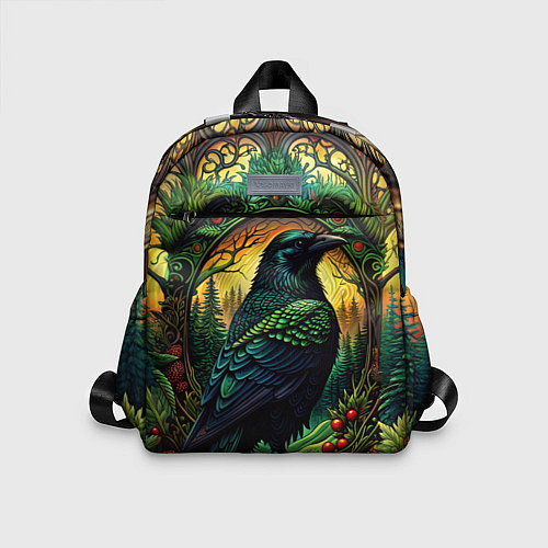 Детский рюкзак Скандинавский ворон лесной узор / 3D-принт – фото 1