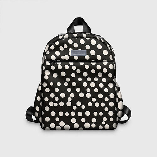 Детский рюкзак Черный фон с белыми кружками / 3D-принт – фото 1