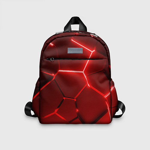 Детский рюкзак Яркие красные неоновые плиты в разломе / 3D-принт – фото 1