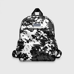 Детский рюкзак Камуфляжные пиксели чёрно белый, цвет: 3D-принт
