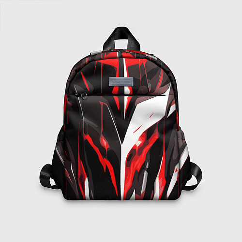 Детский рюкзак Красно-белый абстрактный демонический шлем / 3D-принт – фото 1