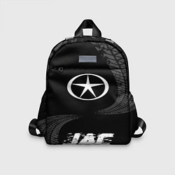 Детский рюкзак JAC speed на темном фоне со следами шин по-центру