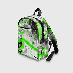 Детский рюкзак Бело-зелёная абстракция на чёрном фоне, цвет: 3D-принт — фото 2