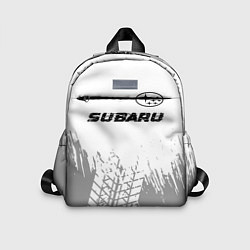 Детский рюкзак Subaru speed на светлом фоне со следами шин посере, цвет: 3D-принт