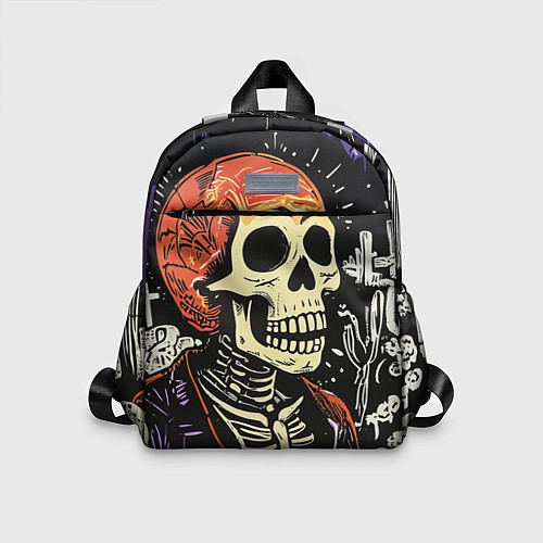 Детский рюкзак Мексиканский скелет в пиджаке на кладбище / 3D-принт – фото 1