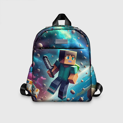 Детский рюкзак Стив с мечом в космосе -Майнкрафт / 3D-принт – фото 1
