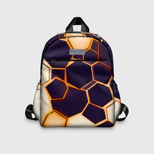 Детский рюкзак Чёрные шестиугольники на чёрном фоне / 3D-принт – фото 1