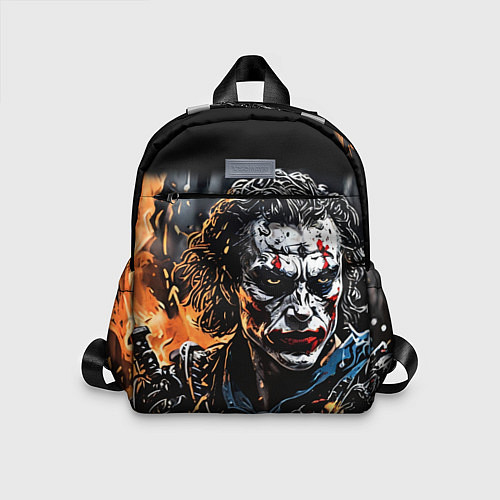 Детский рюкзак Джокер на фоне огня / 3D-принт – фото 1
