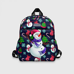Детский рюкзак Праздничный снеговик паттерн, цвет: 3D-принт
