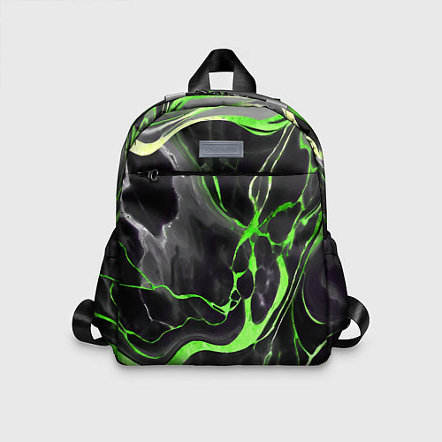 Детский рюкзак Зелёно-чёрный мрамор / 3D-принт – фото 1