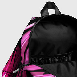 Детский рюкзак Бело-розовые острые полосы на чёрном фоне, цвет: 3D-принт — фото 2