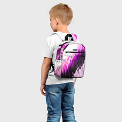 Детский рюкзак Чёрно-розовые острые полосы на белом фоне, цвет: 3D-принт — фото 2