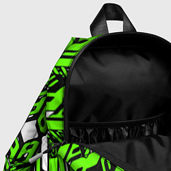 Детский рюкзак Чёрно-зелёные техно полосы на белом фоне, цвет: 3D-принт — фото 2