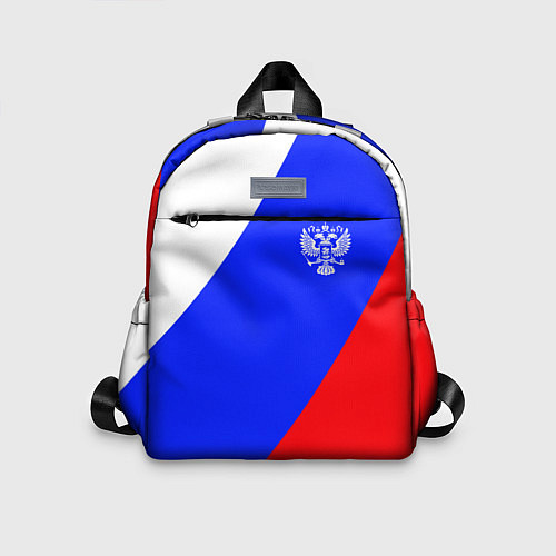 Детский рюкзак Герб Российского государства на фоне цветов флага / 3D-принт – фото 1