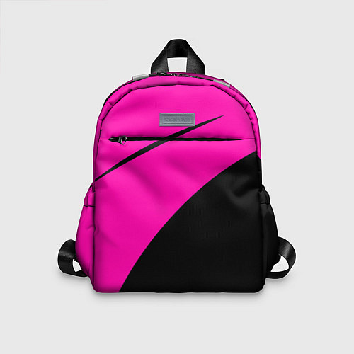 Детский рюкзак Розовый с чёрным двуцветный с полосой / 3D-принт – фото 1