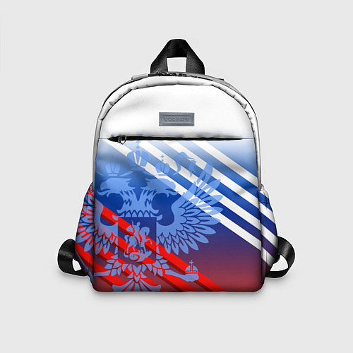 Детский рюкзак Герб России на фоне цветов флага и полосы / 3D-принт – фото 1