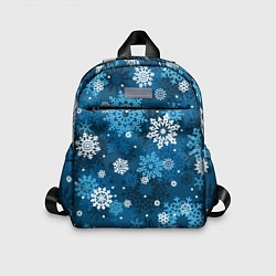 Детский рюкзак Снежинки белые и голубые, цвет: 3D-принт